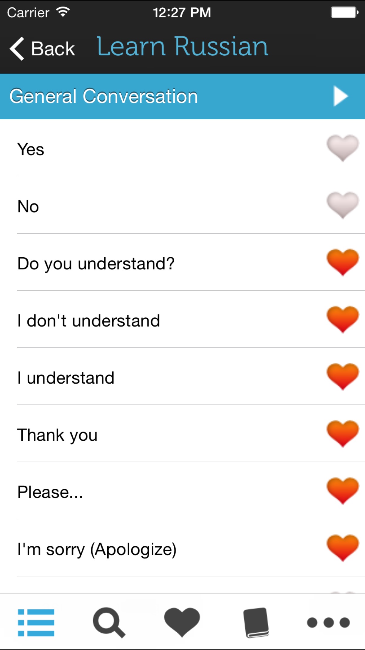Screenshot do app Learn Russian - Phrasebook for Travel in Russia, Moscow, Saint Petersburg, Novosibirsk, Yekaterinburg, Nizhny Novgorod, Samara, Omsk