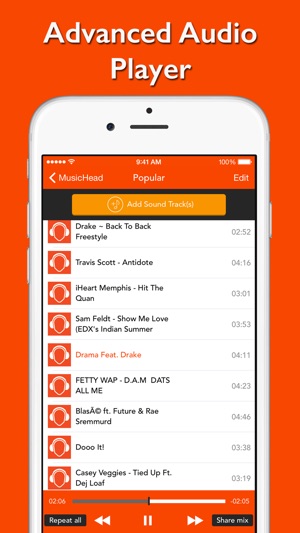 MusicHead - free unlimited music streamer, mp3 player and pl(圖2)-速報App