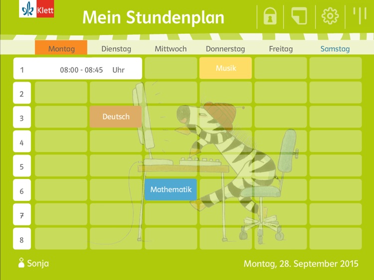 Der Zebra - Stundenplan