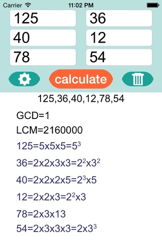 GCD and LCM calculator - calculate the Greatest Common Divisor and the Least Common Multiple screenshot 2