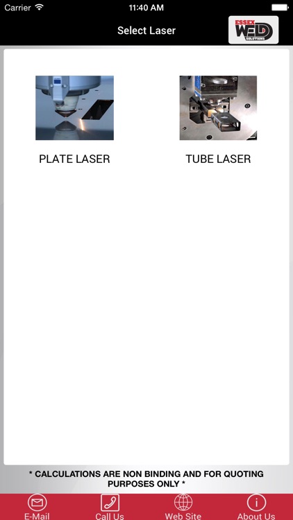 Essex Weld Solutions Laser Calculator