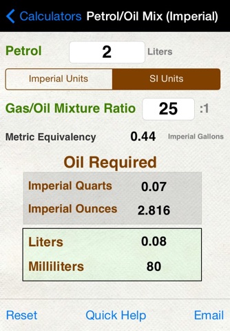 Gas Oil Mixture Ratio screenshot 2