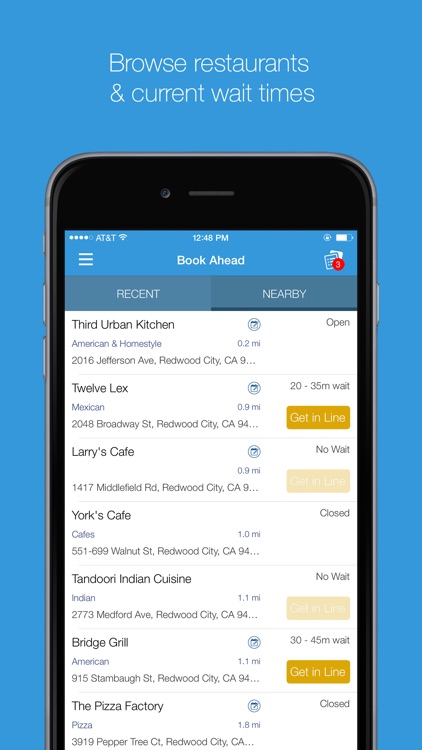 The List - Restaurant Wait list and Booking App