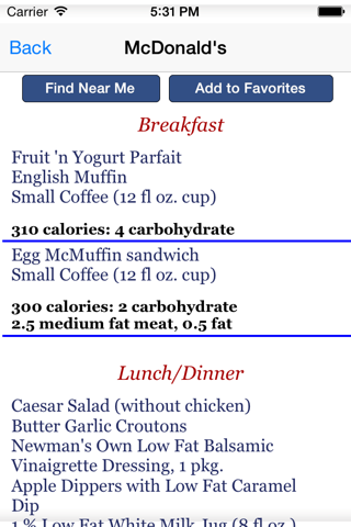 Diabetes and Eating Out - Fast Food and Blood Sugar Control App screenshot 3