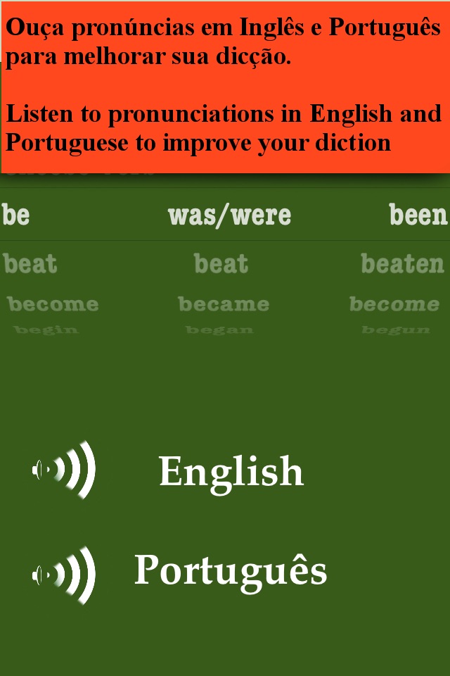 iRRegular Verbs - Português Inglês - English Portuguese Free screenshot 4