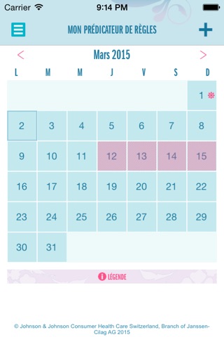 o.b.® Menstruations-Kalender App screenshot 2