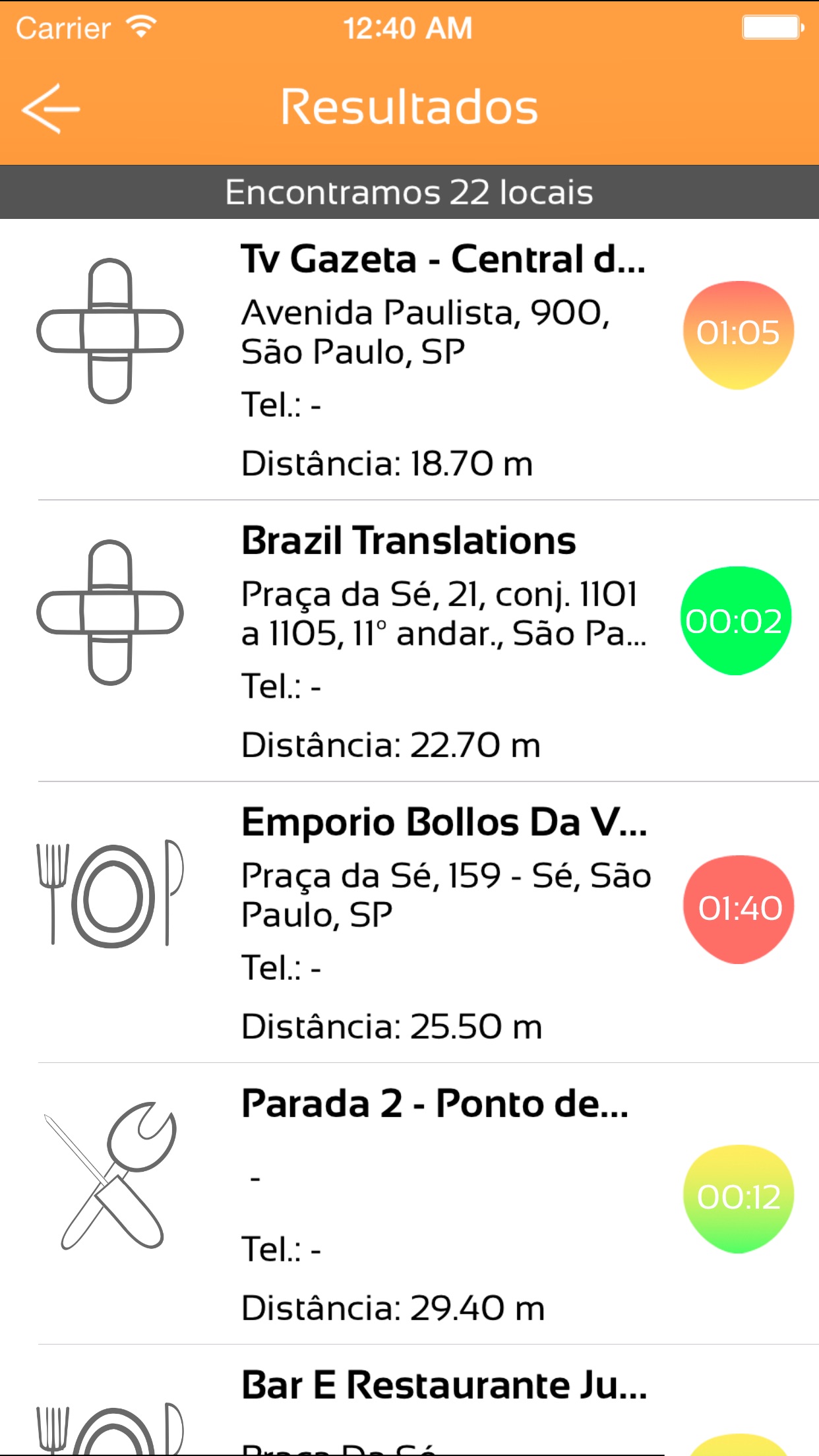 Screenshot do app Tem Fila?