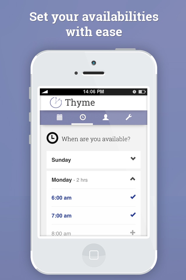 Thyme - see and share availabilities screenshot 2
