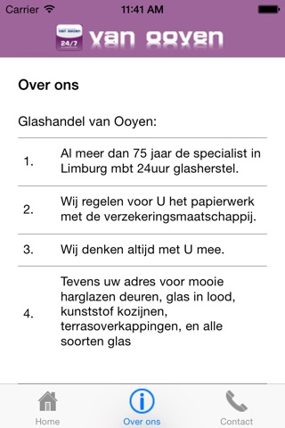 van Ooyen glasapplicatie screenshot 2