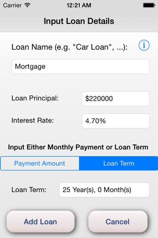 iCalc Loan - Loan Calculator with Interest, Payments and Snowball Payment Methods screenshot 2