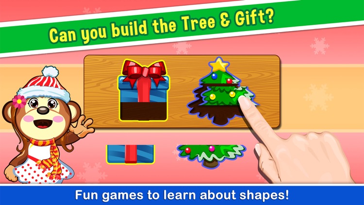 A Christmas Educational Preschool Game for Kindergarten & Toddler - children education learning monkey puzzle for kids