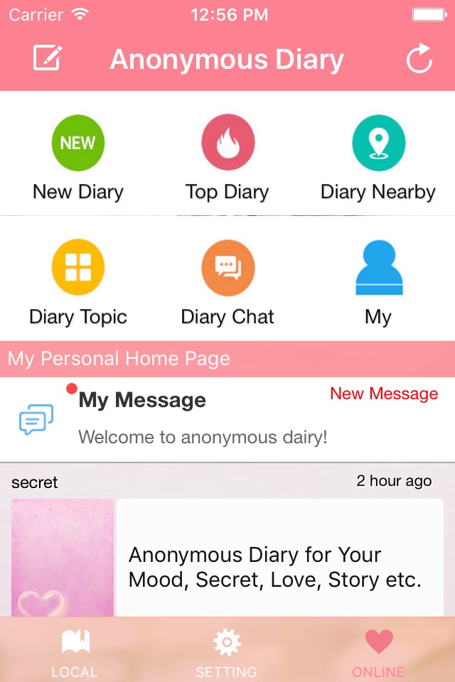DiaryMS - Anonymous Diary for Your Mood, Secret, Love, Story etc. screenshot 2