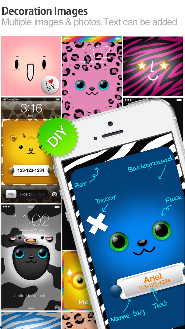 iFaceMaker ( Cute and funny faces ) : for Lock screen, Call screen, Contacts profile photo, instagram and iOS7 Screenshot 5