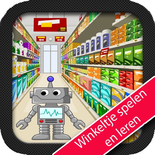 Play and learn in the shop with Robbie robot, an app for kids from 3 til 6 years old.