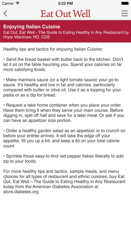 Eat Out Well - Restaurant Nutrition Finder from the American Diabetes Association screenshot-4