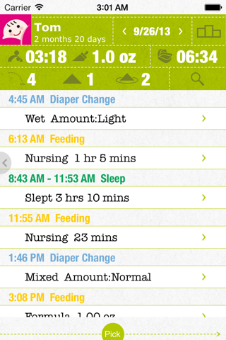 FirstYear Pro - Baby feeding timer, sleep, diaper log screenshot 2
