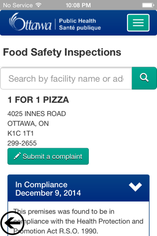 Restaurant Inspection - Ottawa screenshot 3