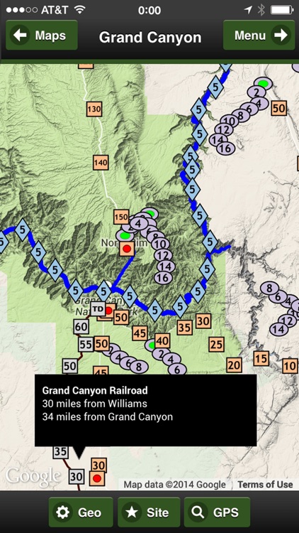 Grand Canyon OFFLINE Road and Trail Map
