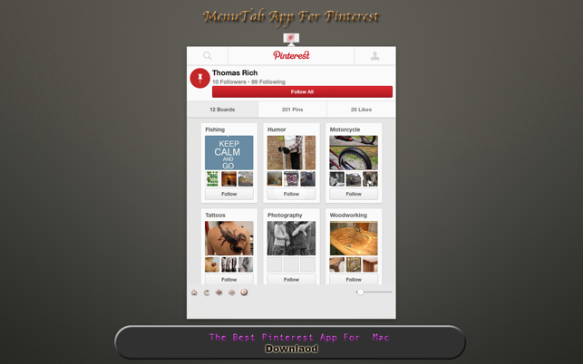 MenuTab App For Pinterest