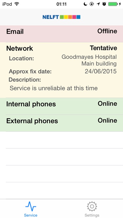 NELFT Service status