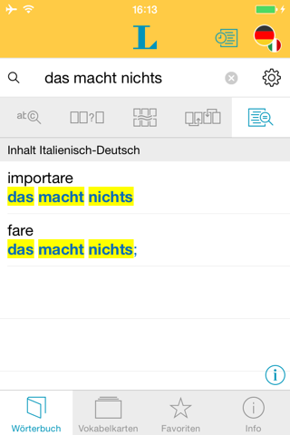 Italienisch <-> Deutsch Wörterbuch Basic mit Sprachausgabe screenshot 2