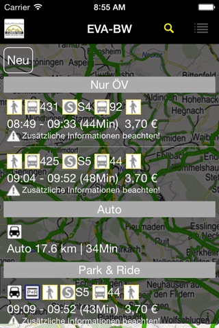 EVA-BW - Verkehrsauskunft screenshot 2