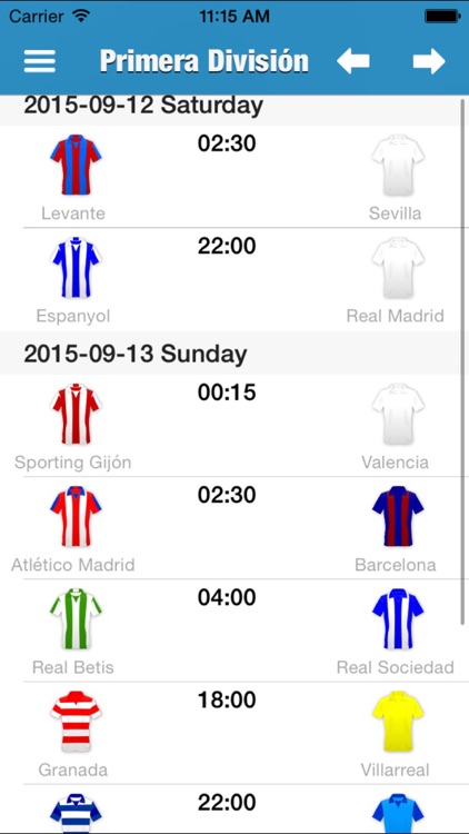Spanish Football league 2015/16 Odds,Fixtures & Results