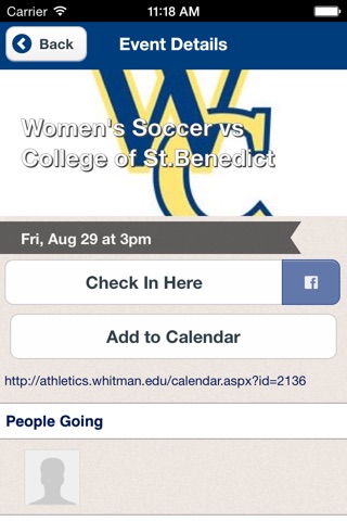 Whitman College Events screenshot 3