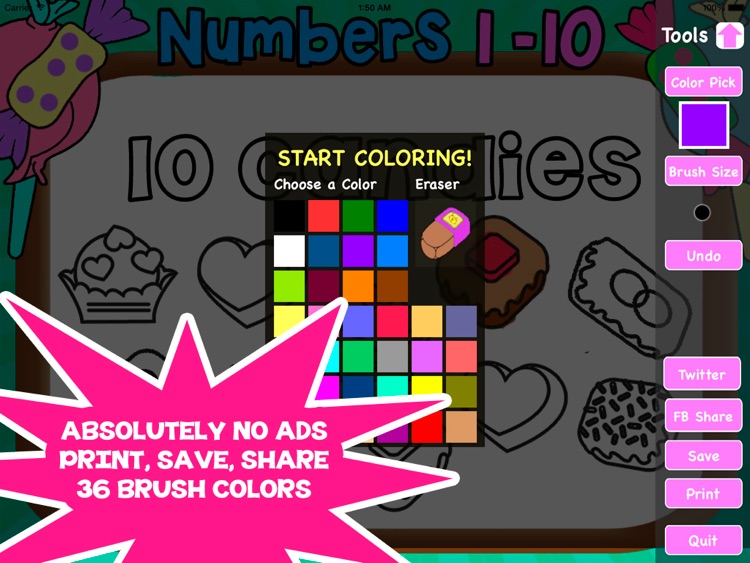 Candies and Numbers - Learn to Count Preschool Coloring Book