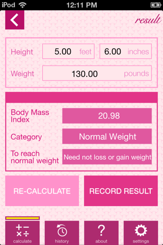 Скриншот из Weight and BMI Diary
