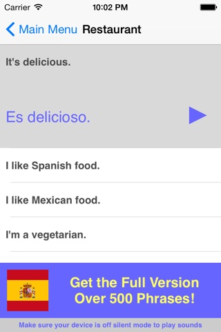 Speak Spanish Phrasebook Lite screenshot 2