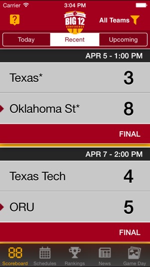 Big 12 Baseball Schedules, Scores, & Radio(圖1)-速報App