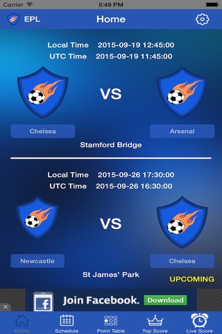 Great Live Score App - "Premier League 2015-16 version" screenshot 2