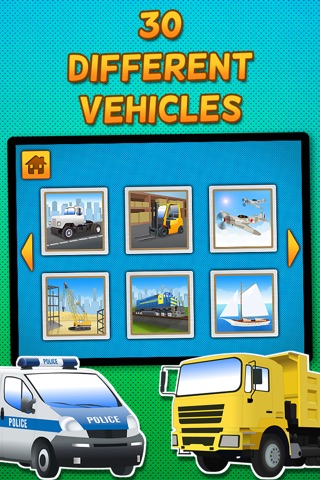 Kids & Play Cars, Trucks, Emergency & Construction Vehicles Puzzles screenshot 3