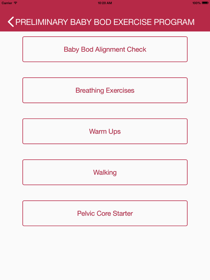 Baby Bod Exercise Tracker