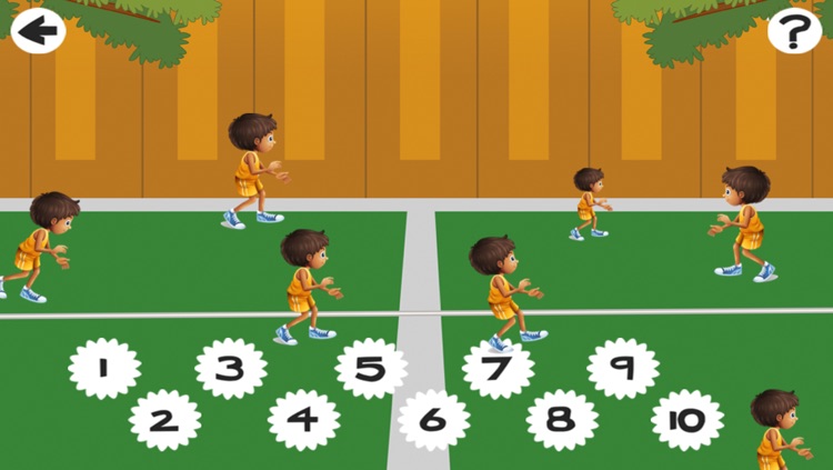 Action on the tennis court; counting game for children: learn to count 1 - 10