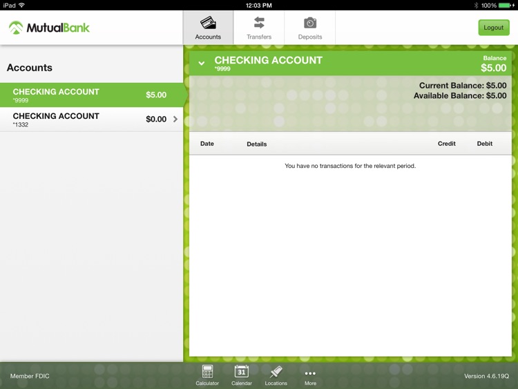 MutualBank for iPad
