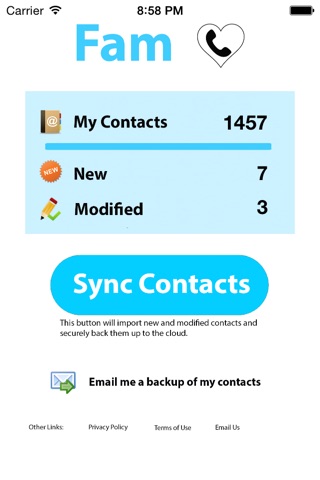 Fam - Backup Your Contacts screenshot 3