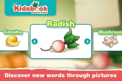 KidsBook: Food & Fruits - HD Flash Card Game Design for Kids screenshot 2