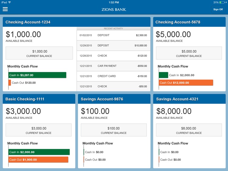 Zions Bank Mobile Banking for iPad