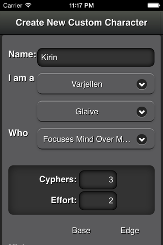 Numenera Character Creator screenshot 3