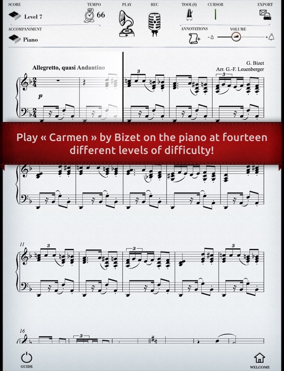 Play Bizet – Carmen, Habanera (interactive piano sheet music)