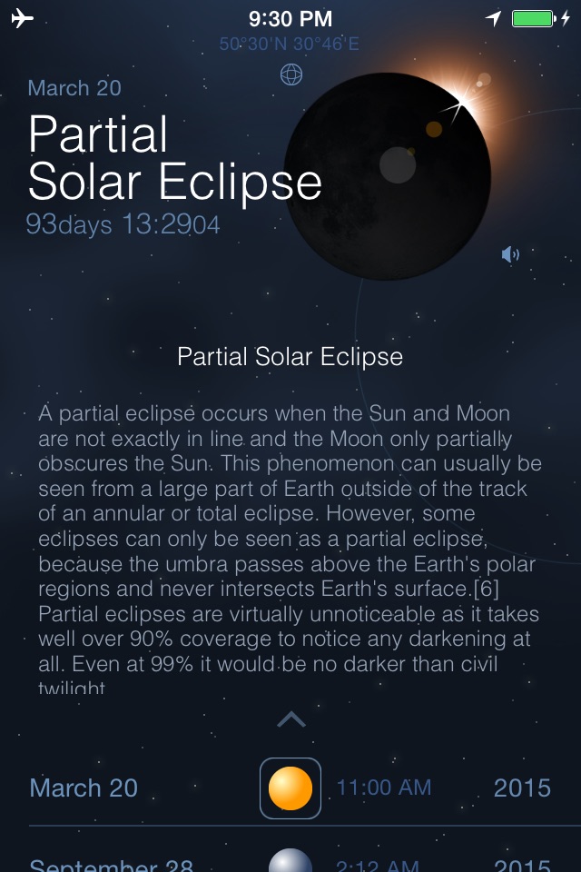 Solar and Lunar Eclipses - Full and Partial Eclipse Calendar screenshot 2