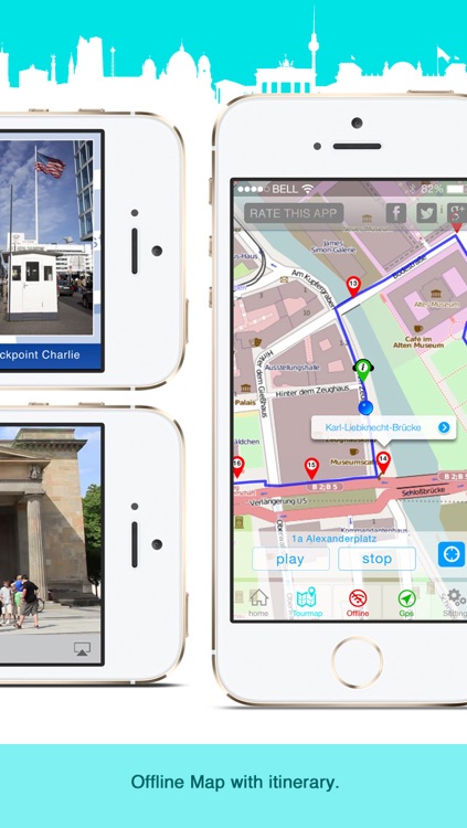 Berlin Guide: History multimedia Sightseeing Tour, GPS triggered video and audioguide, Offline City Map-SD