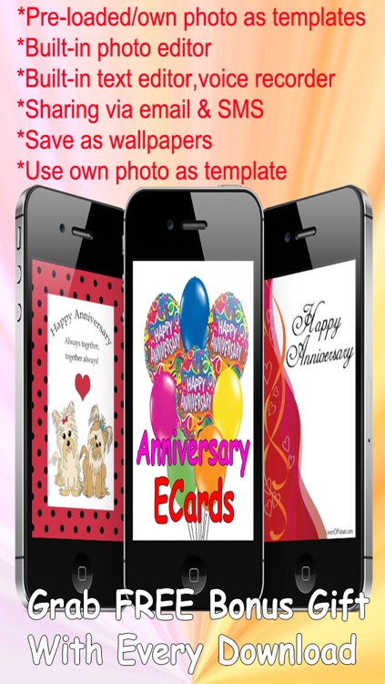 The Ultimate Anniversary eCards with Photo Editor.Customize and send anniversary eCards with text and voice greeting messages