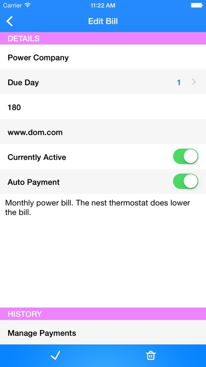 Simple Bill Tracking and Reminders