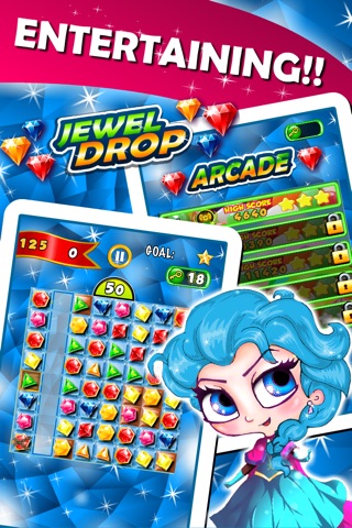 Jewel's Drop Match-3 - diamond game and kids digger's mania hd free screenshot 3