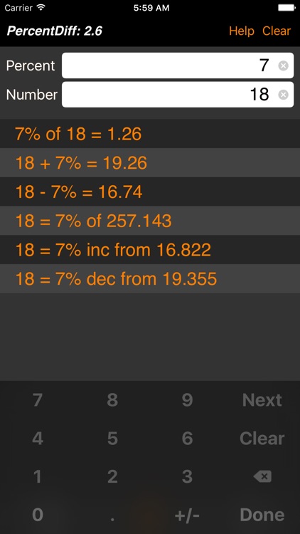 PercentDiff - the Shaolo Percent and Percentage Calculator