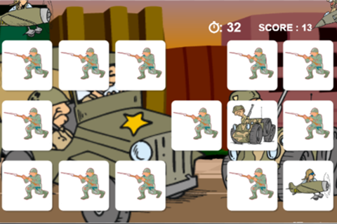 Military game war games picture match photo for kids & toddler free screenshot 2