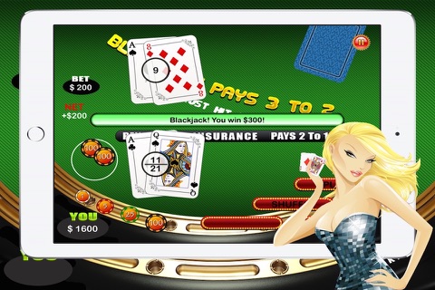 Backjack 21 Vegas Night Card Table screenshot 2